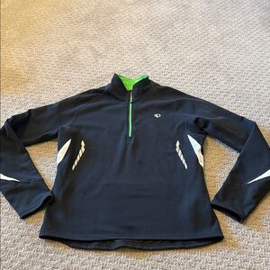 Pearl Izumi Black Long-Sleeve Pullover with Neon Green Zip